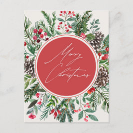 Cartão Postal De Festividades Folhagem de Natal Elegante