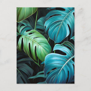 Cartão Postal De Festividades Folhas de Monstera Botânica Folhagem Tropical da S