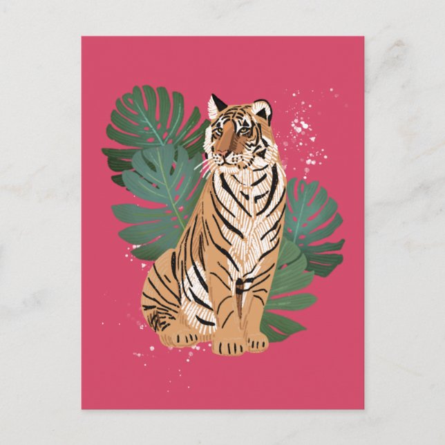 Cartão Postal De Festividades Folhas de Tigre de Ano Novo Chinês (Frente)