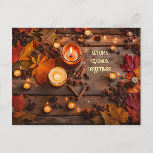 Cartão Postal De Festividades Folhas de velas do Equinox de outono
