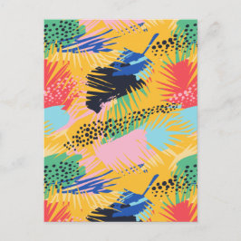Cartão Postal De Festividades Folhas tropicais de palma de abstrato Boho