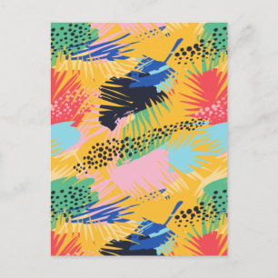 Cartão Postal De Festividades Folhas tropicais de palma de abstrato Boho