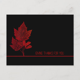 Cartão Postal De Festividades Folhas Vermelhas de Ação de Graças de Negócios