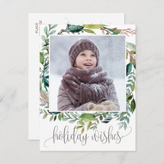 Cartão Postal De Festividades Foliage Holiday Deseja o Cartão-Postal de Natal (Frente/Verso)