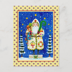 CARTÃO POSTAL DE FESTIVIDADES FOLK ART BALTIMORE QUILT PAI NATAL