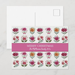 Cartão Postal De Festividades Folk Floral Natal 