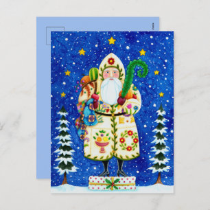 CARTÃO POSTAL DE FESTIVIDADES FOLKART BALTIMORE QUILADO PAI NATAL PRIMITIVO