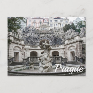 Cartão Postal De Festividades Fonte com estátua de Netuno em Praga