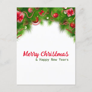 Cartão Postal De Festividades Fora de Natal e Bolas Vermelhas, e Presentes