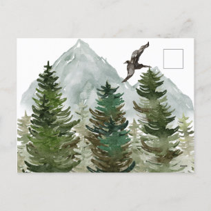 Cartão Postal De Festividades Forest with Mountain Holiday Card