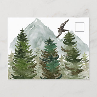 Cartão Postal De Festividades Forest with Mountain Holiday Card