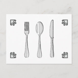 Cartão Postal De Festividades Fork, Spoon, and Knife