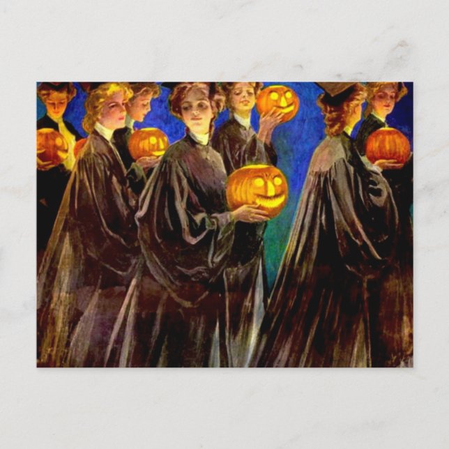 Cartão Postal De Festividades Formandos da Escola de Bruxas de Halloween (Frente)