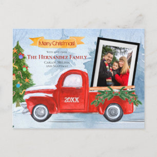 Cartão Postal De Festividades Foto bonita Feliz Natal Russo Caminhão Vermelho