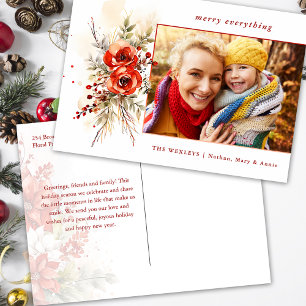 Cartão Postal De Festividades Foto Botânica de Natal com Aquarela Chic Moderna