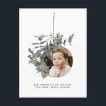 Cartão Postal De Festividades Foto botânica do teste padrão da folha da grinalda<br><div class="desc">Este cartão do feriado é perfeito para aqueles que amam um design moderno, minimalista e igualmente o querem incluir uma foto bonito, sentimental. Caracteriza um quadro botânico da grinalda da aguarela delicada com a foto na parte dianteira e um teste padrão preto e branco simples da folha na parte traseira....</div>