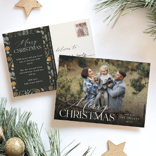 Cartão Postal De Festividades Foto Botânica Vertical Moody Christmas
