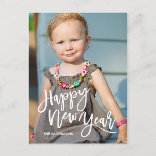 Cartão Postal De Festividades Foto branca do feliz ano novo da folha de prova do