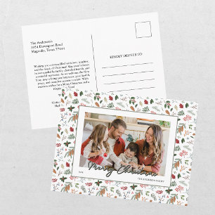 Cartão Postal De Festividades Foto Clássica de Natal Botânico Vermelho