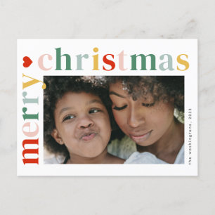 Cartão Postal De Festividades Foto Colorida Moderna de Natal Alegre