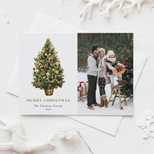 Cartão Postal De Festividades Foto da Árvore de Natal Tradicional por Aquarela