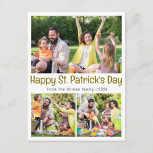 Cartão Postal De Festividades Foto da família com trevos verdes do dia de São Pa