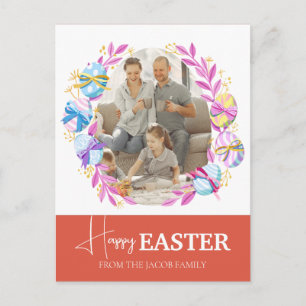 Cartão Postal De Festividades Foto da família de Felzs pascoa Elegante Modern Sc