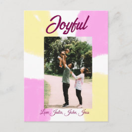 Cartão Postal De Festividades Foto da família de fotos, cor-de-rosa amarela e al