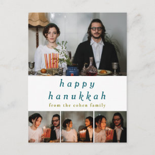 Cartão Postal De Festividades Foto da família de Hanukkah feliz minimalista e el