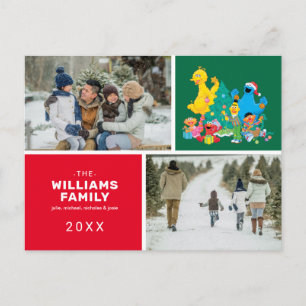 Cartão Postal De Festividades Foto da família de Natal da Sésame Street