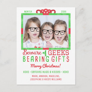 Cartão Postal De Festividades Foto da família de Natal Geeks engraçados