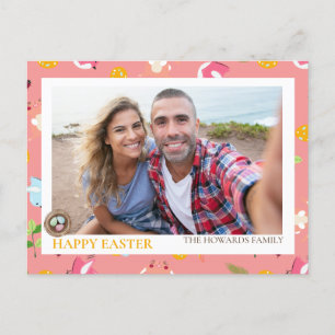 Cartão Postal De Festividades Foto da família de Ovos Modernos e Simples