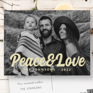 Cartão Postal De Festividades Foto da família de saudação de script cursivo mode