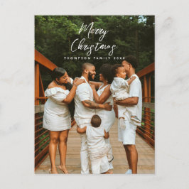 Cartão Postal De Festividades Foto da Família de Script de Natal Moderno Xmas
