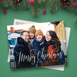 Cartão Postal De Festividades Foto da família de scripts simples Feliz Natal