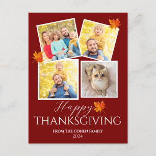 Cartão Postal De Festividades Foto da família Elegant Leaves Fall Graças
