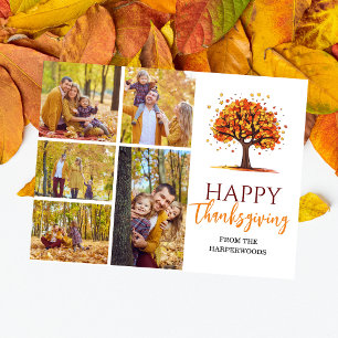 Cartão Postal De Festividades Foto da família Floral Fall Modern Happy, Ação de 