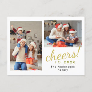 Cartão Postal De Festividades Foto da família mínima de Felizes anos novos elega