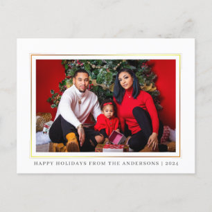 Cartão Postal De Festividades Foto da Família Minimalista nos feriados natalinos