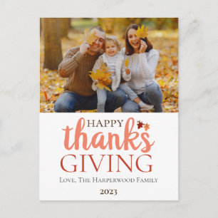 Cartão Postal De Festividades Foto da família Modern Fall Thankiness