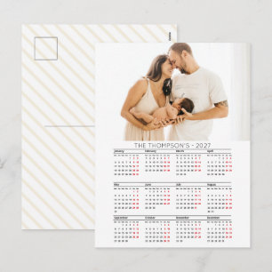 Cartão Postal De Festividades Foto da Família Moderna Calendário 2026 12 Meses 