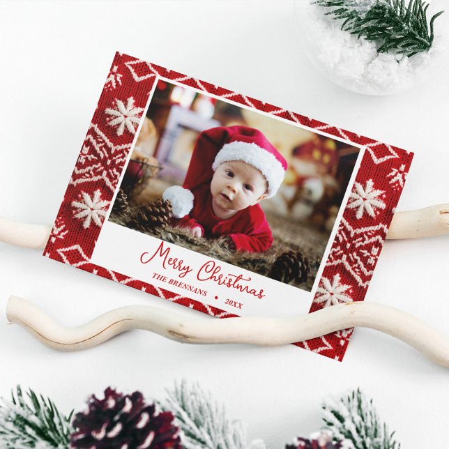 Cartão Postal De Festividades Foto da Família Natal Elegante (Christmas Family Photo Elegant Holiday Postcard)