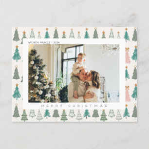 Cartão Postal De Festividades Foto da família natalícia de alegria do Natal