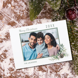 Cartão Postal De Festividades Foto da família natalina, pinho branco, pinho mode