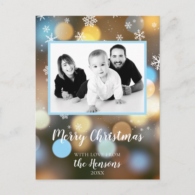 Cartão Postal De Festividades Foto da Família Personalizável do Livro de Natal (Frente)