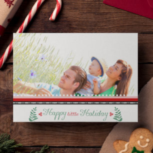 Cartão Postal De Festividades Foto da família Red Green Holly Happy Feriado