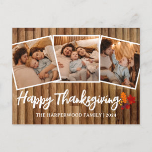 Cartão Postal De Festividades Foto da família rustic Wood Fall Simple
