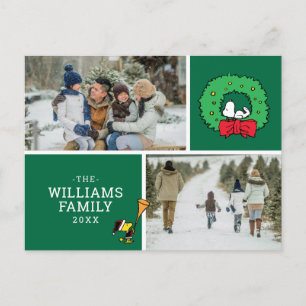 Cartão Postal De Festividades Foto da Família Snoopy Wreath, no Natal de Peanuts