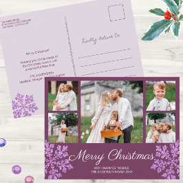 Cartão Postal De Festividades Foto da família Snowflake Plum Bling 5