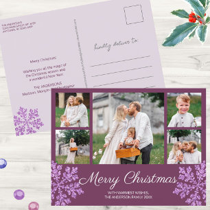 Cartão Postal De Festividades Foto da família Snowflake Plum Bling 5